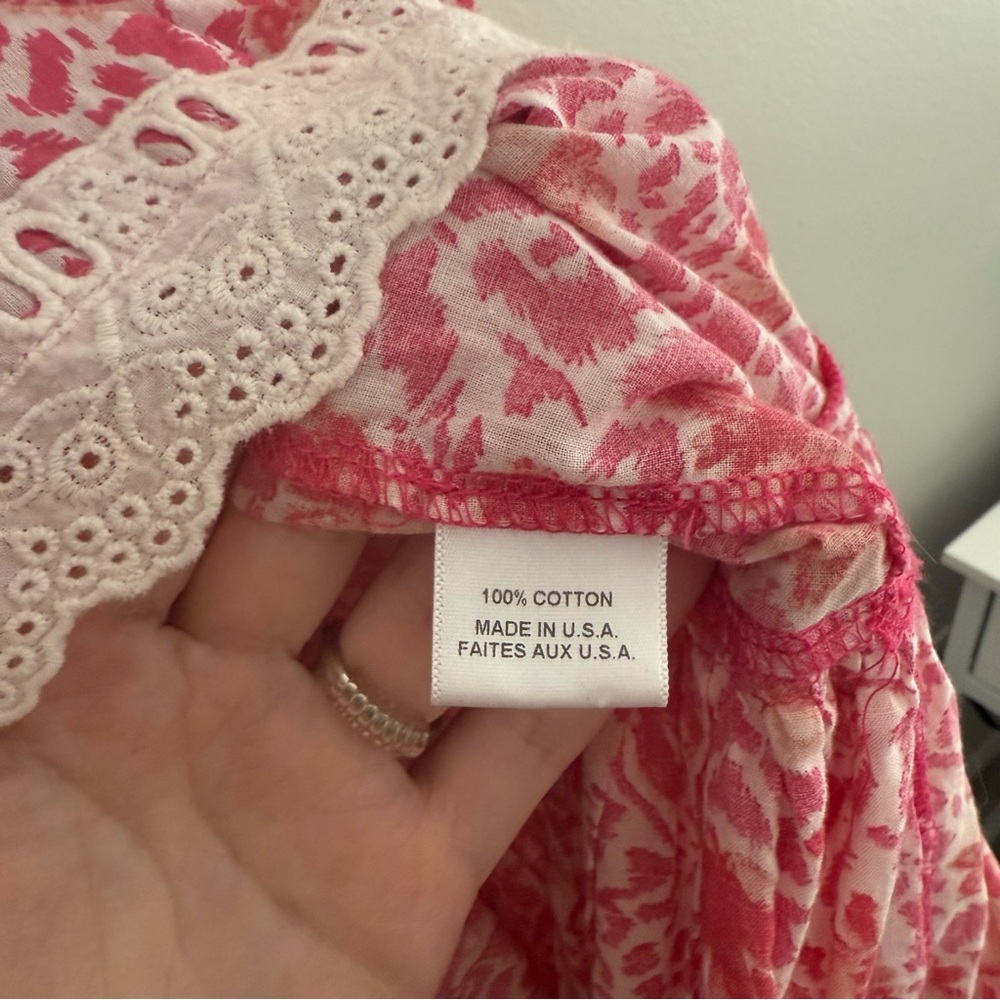 MISA Los Angeles Lilian Pink Floral Lace Trim Ruffle Mini Boho Cottagecore Dress - Picture 7 of 9